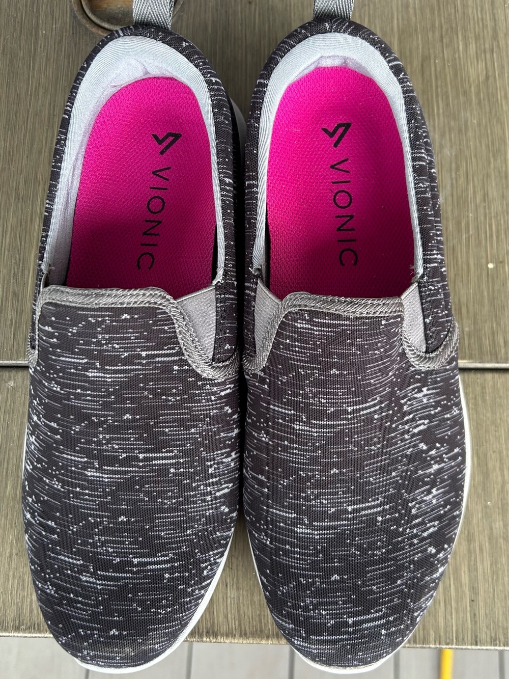 Vionic Women's Slip-On Moccasins — Black with Pink Insole